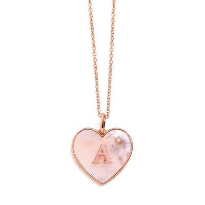 Heart Mother Of Pearl Initial Necklace