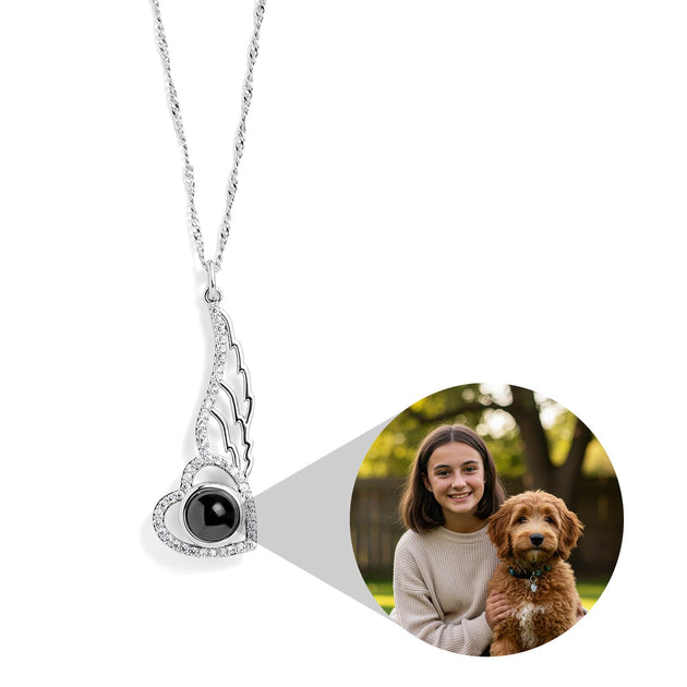 Wear Felicity's Personalized Pavé Angel Wing Necklace