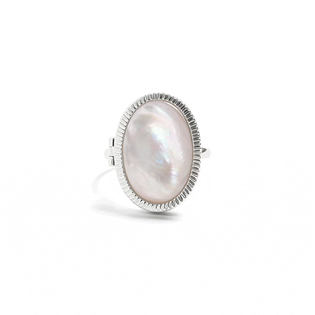 Personalized Mother of Pearl Locket Ring