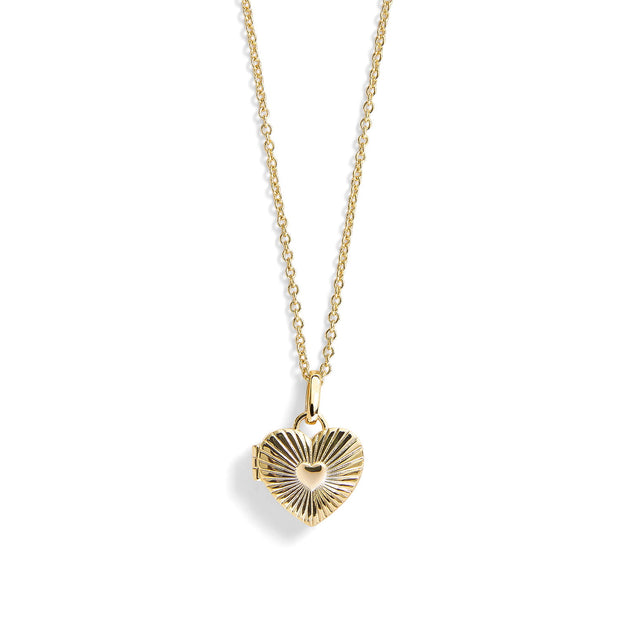Personalized Fluted Heart Locket Necklace