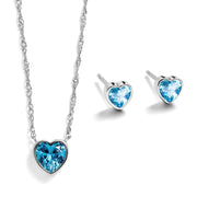 Heart Birthstone Pendant and Stud Gift Set