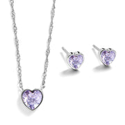 Heart Birthstone Pendant and Stud Gift Set