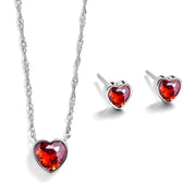 Heart Birthstone Pendant and Stud Gift Set