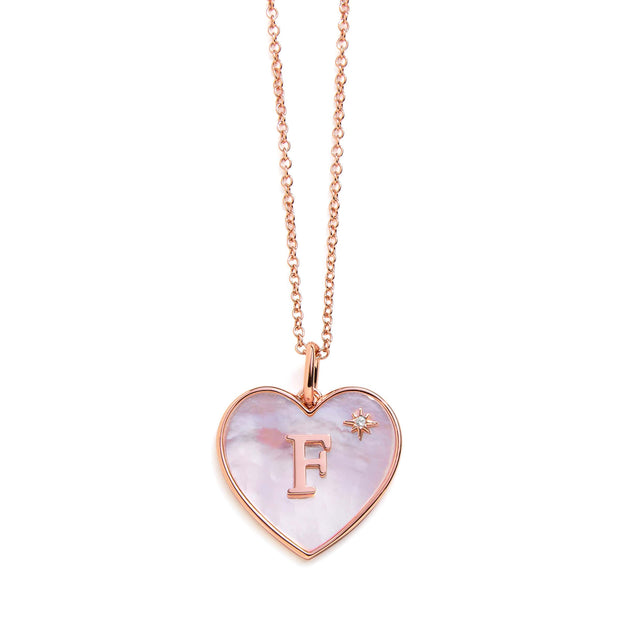 Heart Mother Of Pearl Initial Necklace