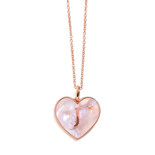 Heart Mother Of Pearl Initial Necklace