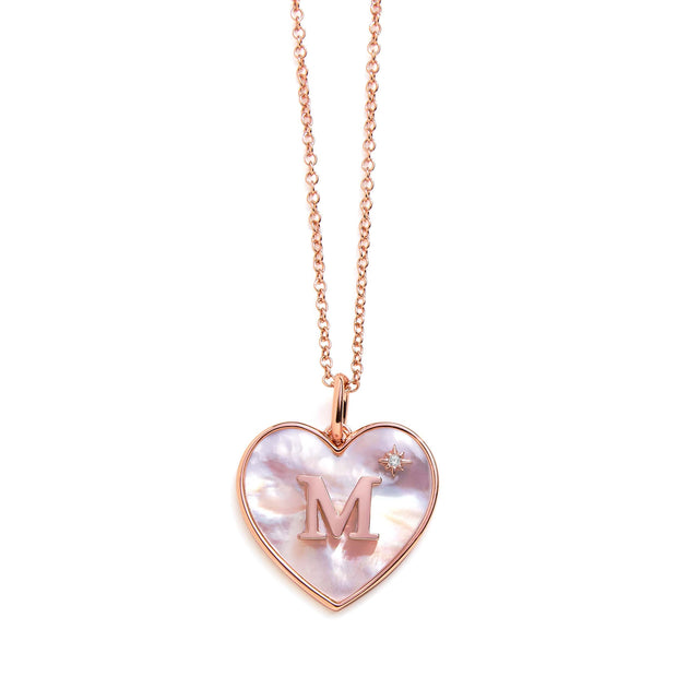 Heart Mother Of Pearl Initial Necklace