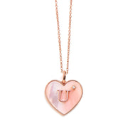 Heart Mother Of Pearl Initial Necklace