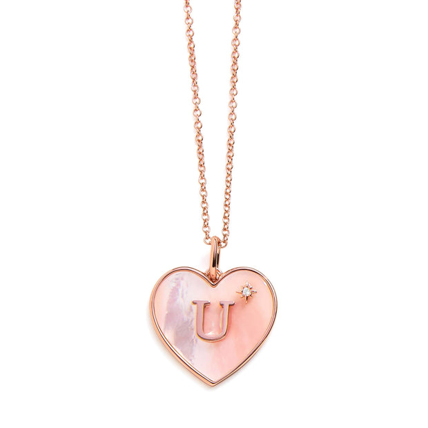 Heart Mother Of Pearl Initial Necklace