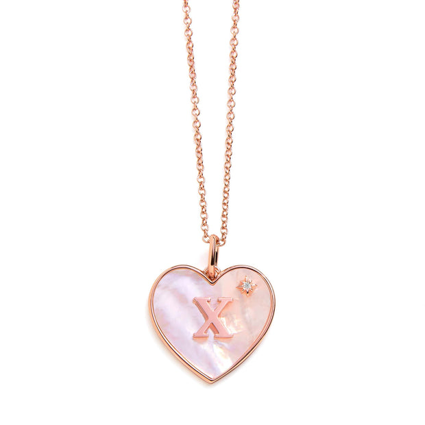 Heart Mother Of Pearl Initial Necklace