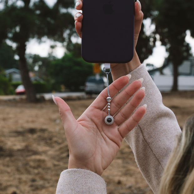 Personalized Pavé Circle Photo Phone Charm