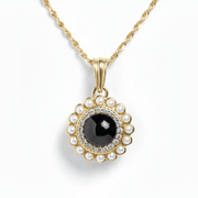 Personalized Pearl Glitz Circle Photo Necklace