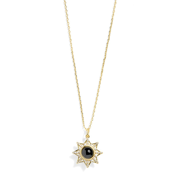 Personalized Pavé Sun Photo Necklace