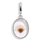 April Daisy Pressed Birth Flower Charm - Silver