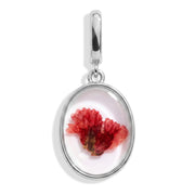 August Gladiolus Pressed Birth Flower Charm - Silver