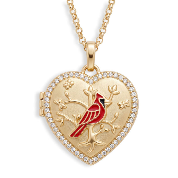 Personalized Cardinal Locket Necklace — image 1 of 4