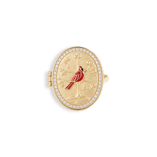 Personalized Cardinal Locket Ring — image 1 of 5