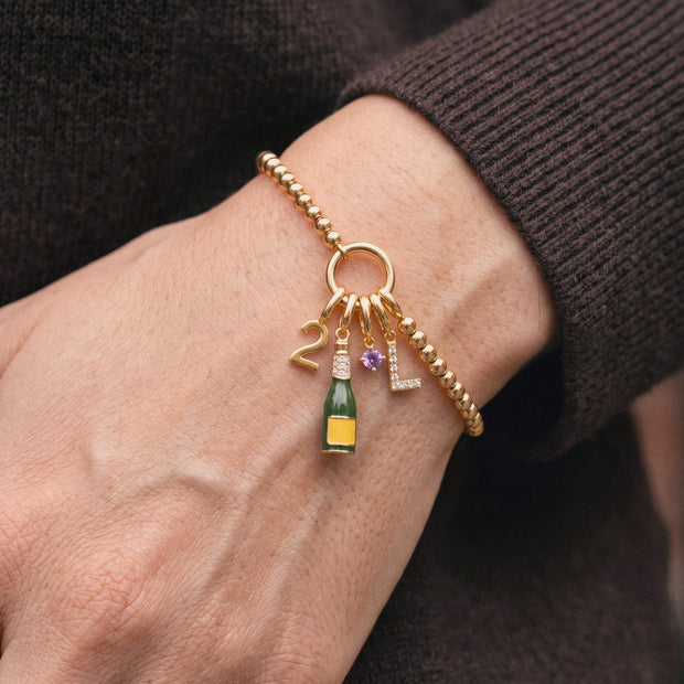 Champagne Bottle Charm, worn