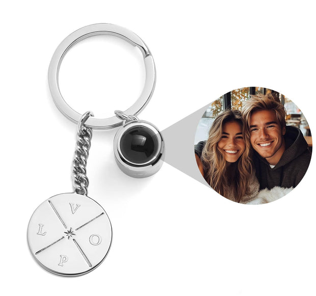 Engravable Circle Photo Keychain