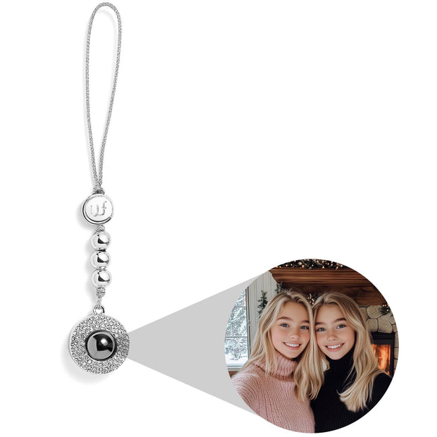 Personalized Pavé Circle Photo Phone Charm