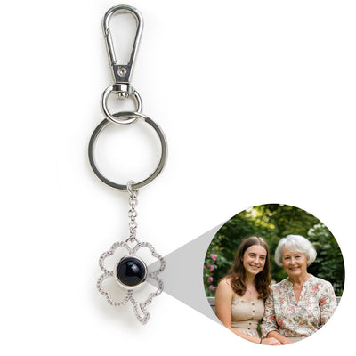 Personalized Clover Photo Keychain