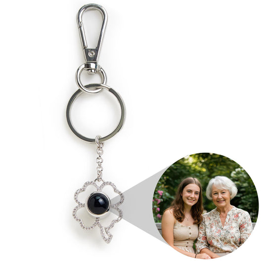 Personalized Clover Photo Keychain