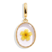 December Narcissus Pressed Birth Flower Charm - Gold