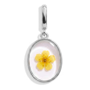 December Narcissus Pressed Birth Flower Charm - Silver