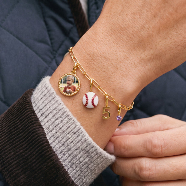 Enamel Baseball Charm, worn