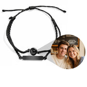 Engravable Bar & Circle Photo Double Cord Bracelet
