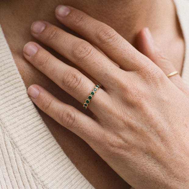 Eternity Birthstone Bezel Ring, worn