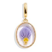 February Violet Pressed Birth Flower Charm - Gold