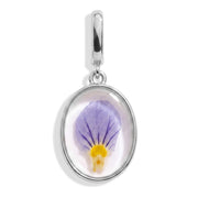 February Violet Pressed Birth Flower Charm - Silver