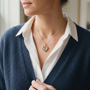 Floating Glass Locket Heart Necklace, worn