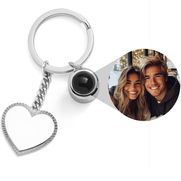 Engravable Heart Photo Keychain