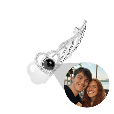 Angel Wing Personalized Photo Brooch