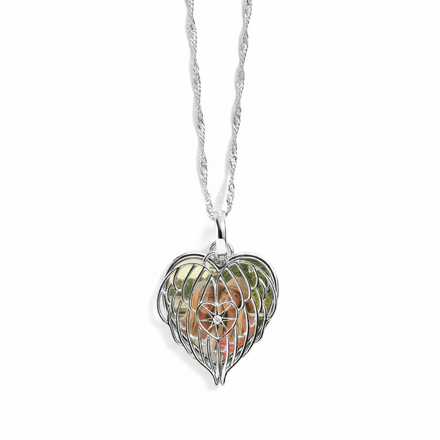 Personalized Angel Wing Photo Necklace