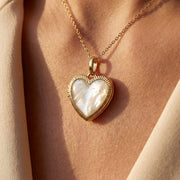 Personalized Mother of Pearl Locket Necklace