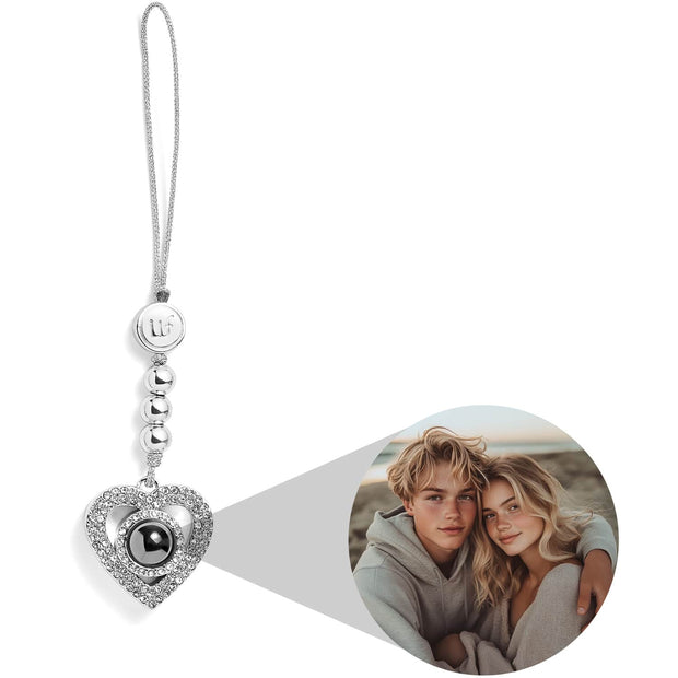 Personalized Pavé Heart Photo Phone Charm