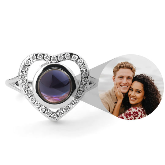 Personalized Pavé Heart Photo Ring
