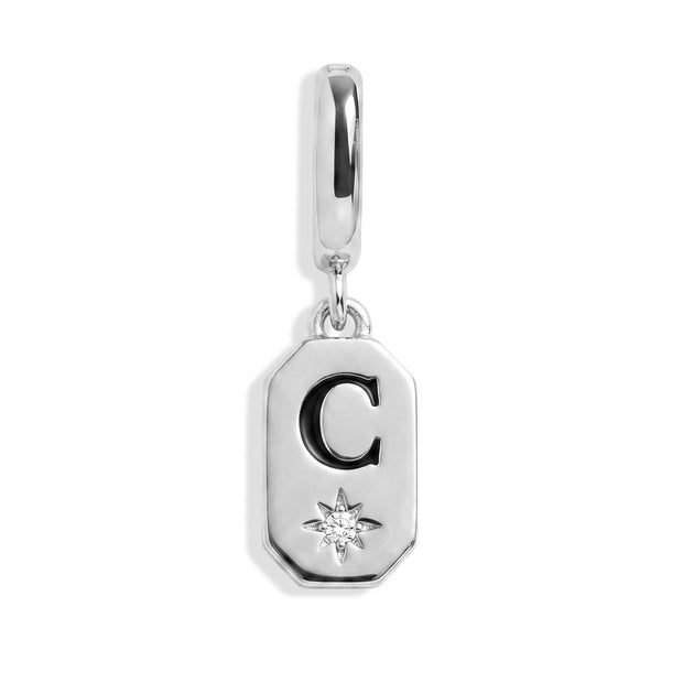 Initial Tag Charm - Letter C - Silver