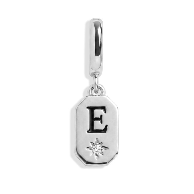 Initial Tag Charm - Letter E - Silver