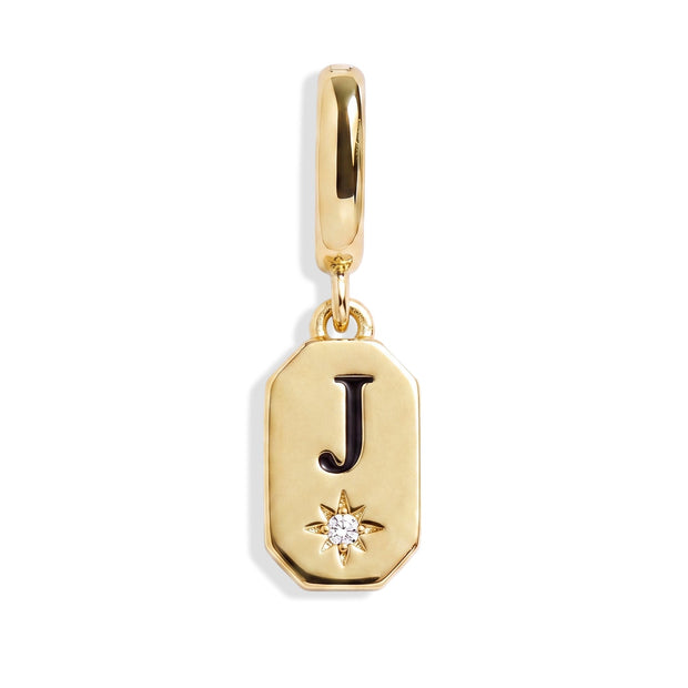 Initial Tag Charm - Letter J - Gold