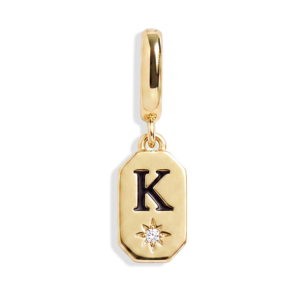 Initial Tag Charm - Letter K - Gold