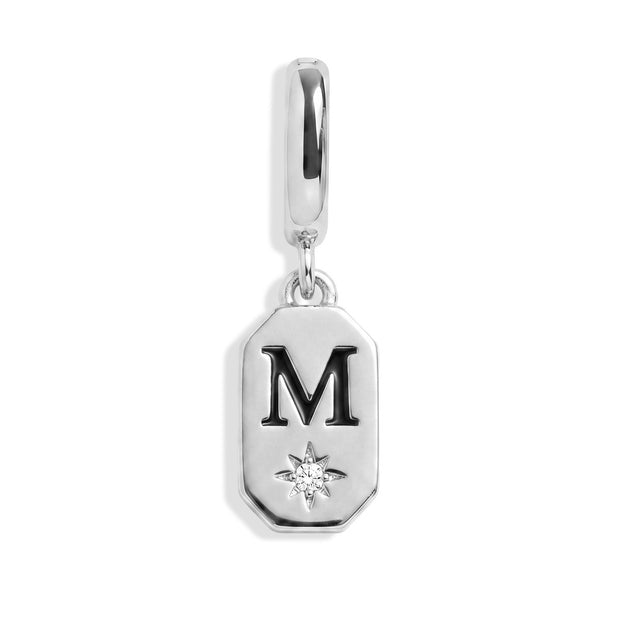 Initial Tag Charm - Letter M - Silver