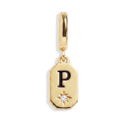 Initial Tag Charm - Letter P - Gold