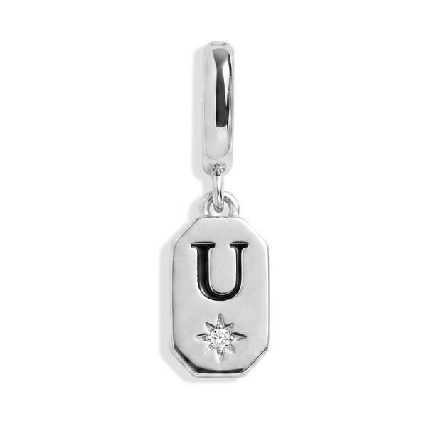 Initial Tag Charm - Letter U - Silver