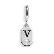 Initial Tag Charm - Letter V - Silver
