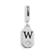Initial Tag Charm - Letter W - Silver