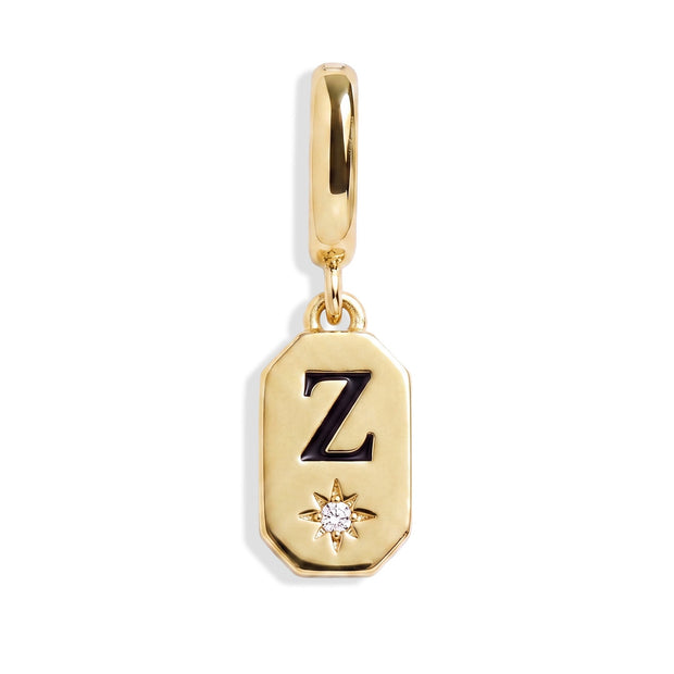 Initial Tag Charm - Letter Z - Gold