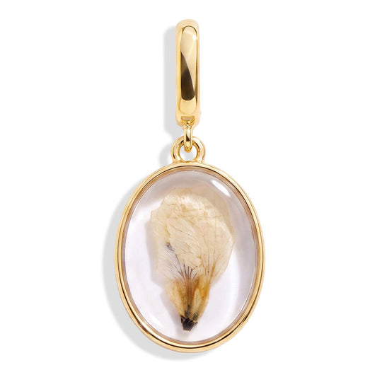 January Snowdrop Pressed Birth Flower Charm - Gold